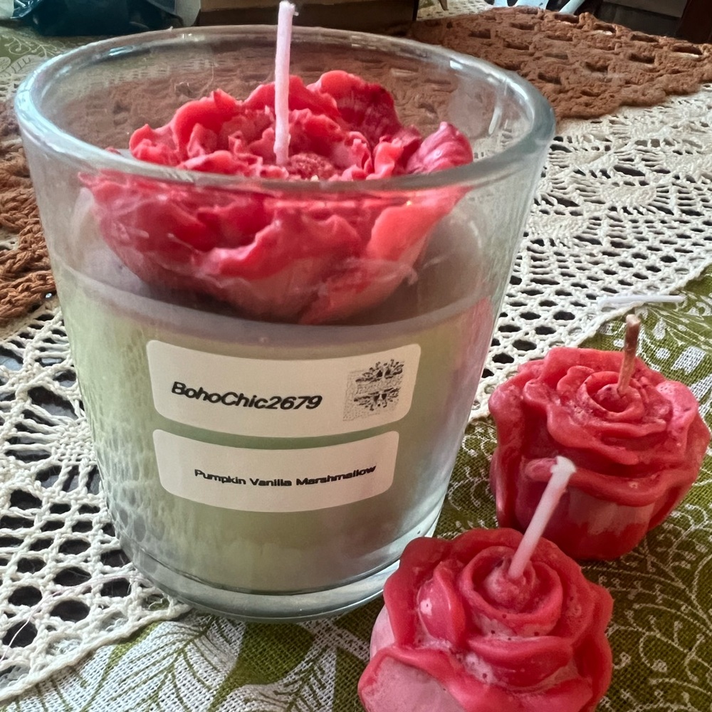 Pink and Green Pumpkin Vanilla Marshmallow Candle Set